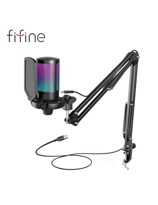 MICROFONO KIT GAMING FIFINE ( A6T ) USB BLACK RGB