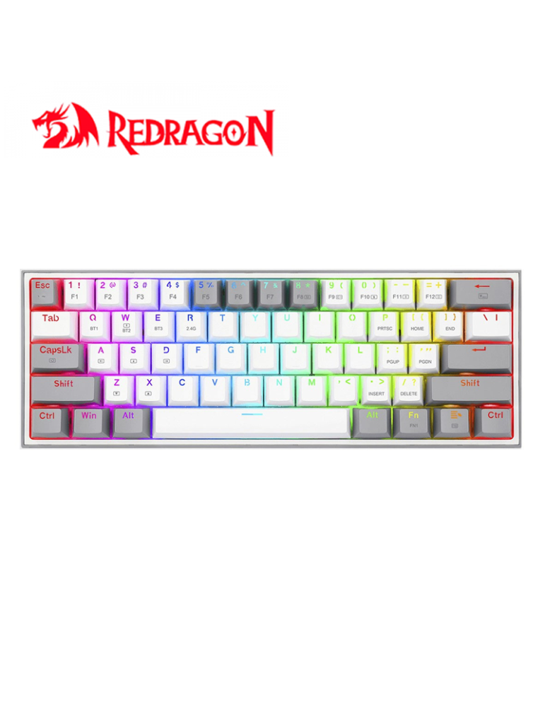 TECLADO GAMING WIRELESS REDRAGON FIZZ PRO ( K616-RGB-WG ) WHITE GRAY