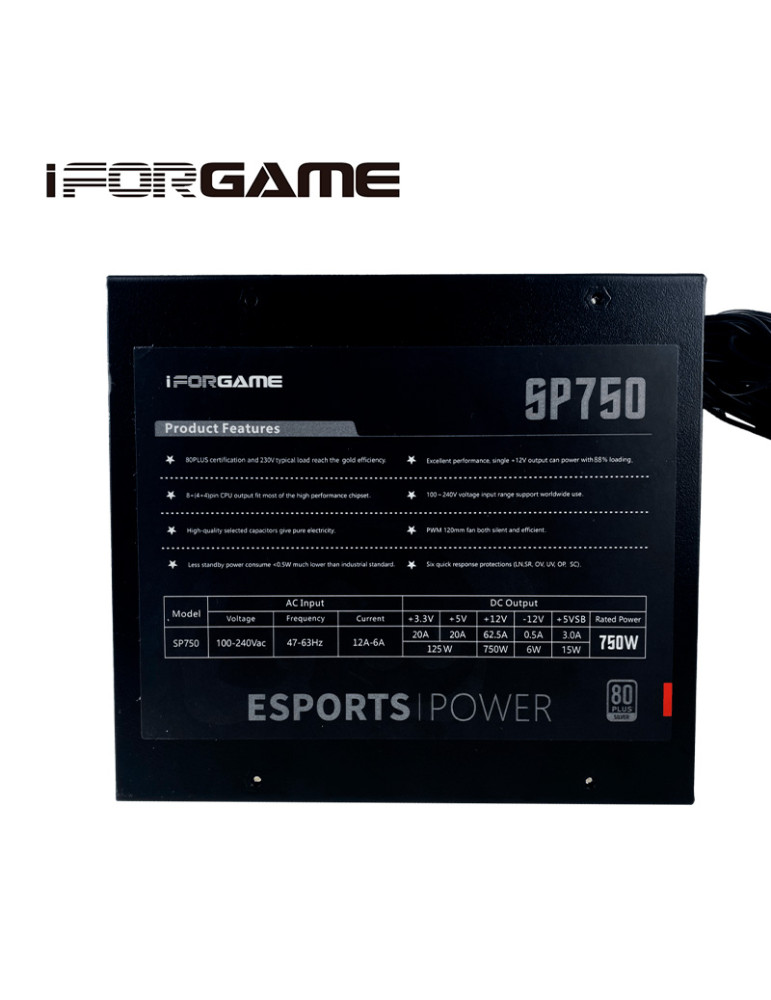 FUENTE 750W IFORGAME SP750 80 PLUS SILVER (SP750)