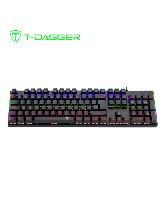TECLADO GAMING T-DAGGER NAXOS RAINBOW (T-TGK310BG SP) BLACK/GREY RGB SWITCH RED