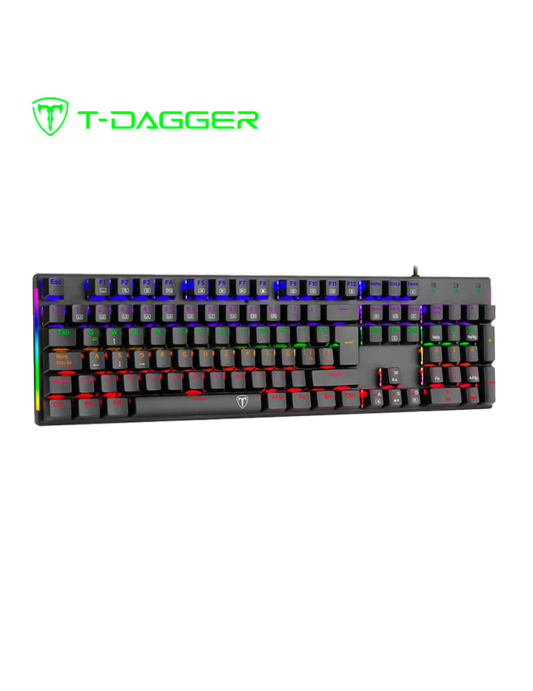 TECLADO GAMING T-DAGGER NAXOS RAINBOW (T-TGK310BG SP) BLACK/GREY RGB SWITCH RED