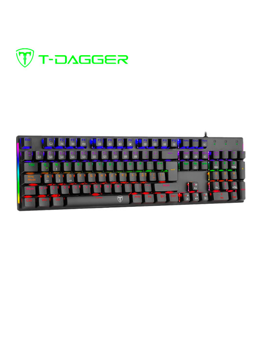 TECLADO GAMING T-DAGGER NAXOS RAINBOW (T-TGK310BG SP) BLACK/GREY RGB SWITCH RED