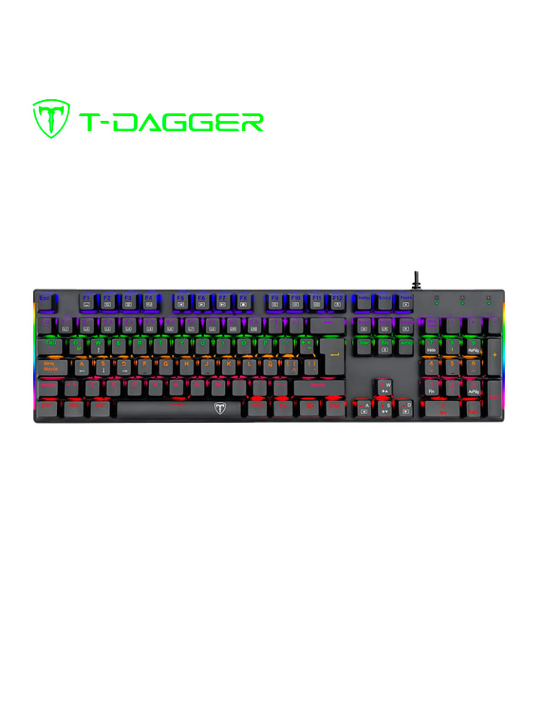 TECLADO GAMING T-DAGGER NAXOS RAINBOW (T-TGK310BG SP) BLACK/GREY RGB SWITCH RED