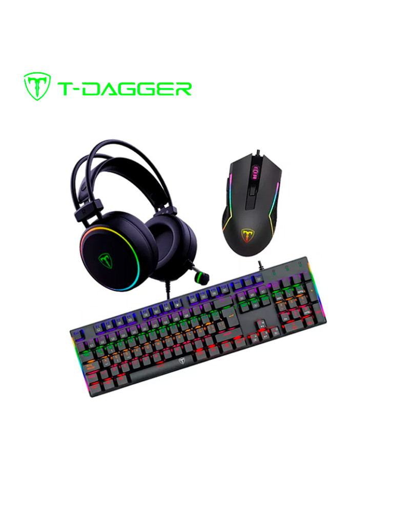 TECLADO KIT GAMING T-DAGGER T-TGS009 BLACK SWITCH RED (T-TGS009) 3 EN 1
