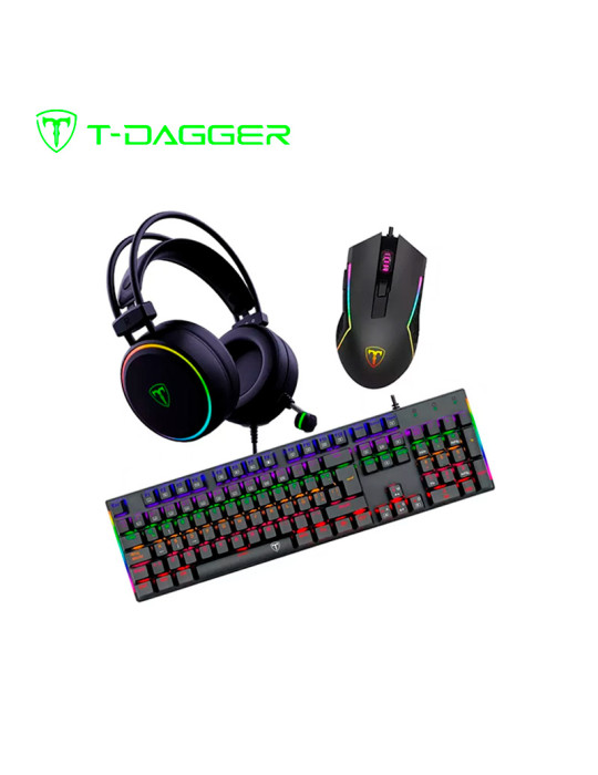 TECLADO KIT GAMING T-DAGGER T-TGS009 BLACK SWITCH RED (T-TGS009) 3 EN 1