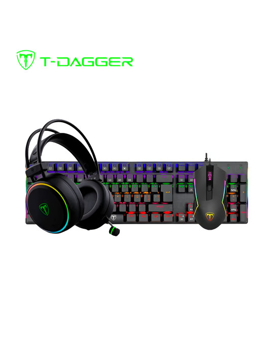 TECLADO KIT GAMING T-DAGGER T-TGS009 BLACK SWITCH RED (T-TGS009) 3 EN 1