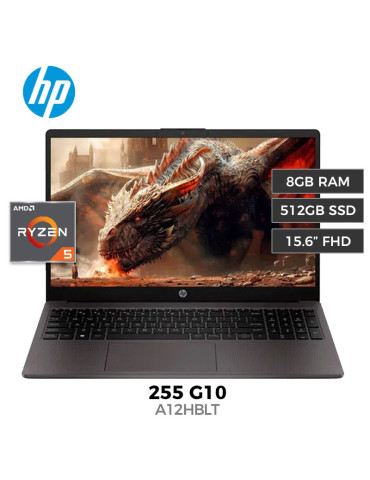 Laptop Hp 255 G10 Amd Ryzen 5-7520u 8gb 512gb Ssd 15.6" Freedos (A12HBLT)