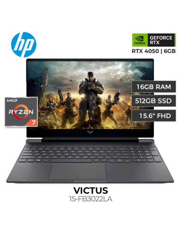LAPTOP GAMER HP VICTUS 15-FB3022LA AMD RYZEN 7 7445HS 16GB 512GB SSD RTX 4050 6GB 15.6" FREE DOS (BT4F2LAABM)