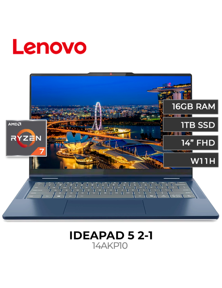 LAPTOP LENOVO IDEAPAD 5 2-1 14AKP10 RYZEN 7-350 16GB DRR5 1TB SSD 14" TOUCHSCREEN W11 (83KT001YUS)