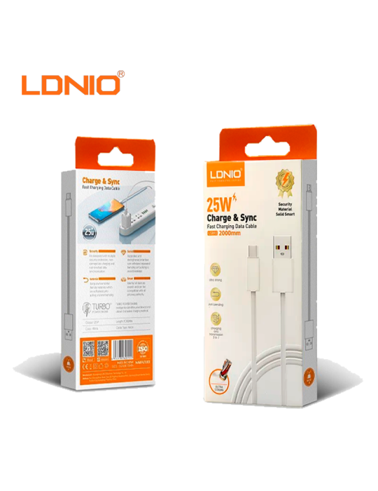 CABLE CARGA RAPIDA LDNIO USB-A A USB-C 25W 2M (LS892)