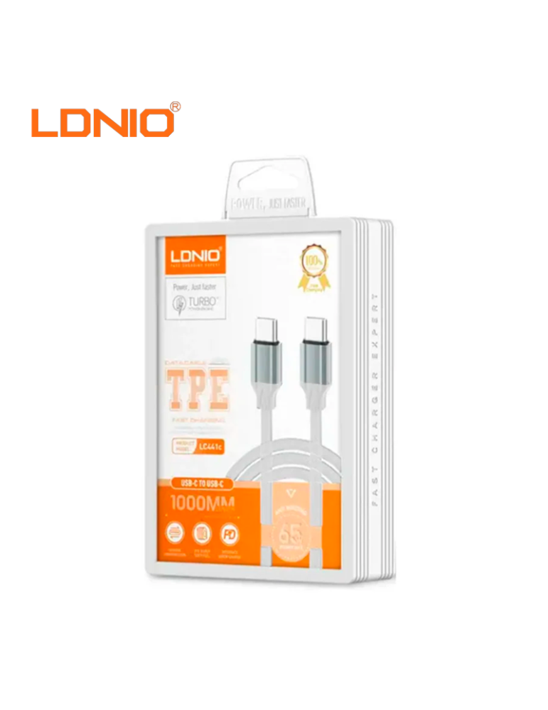 CABLE CARGA RAPIDA LDNIO USB-C A USB-C 65W 1M (LC441C)