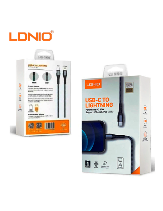 CABLE CARGA RAPIDA LDNIO USB-C A LIGHTNING 30W 1M (LC111)