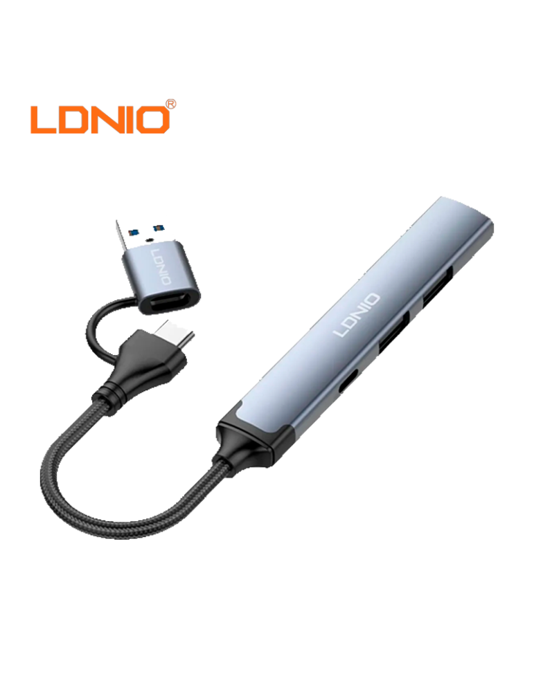 ADAPTADOR LDNIO HUB USB-C + USB-A 4 EN 1 (DS-64C)