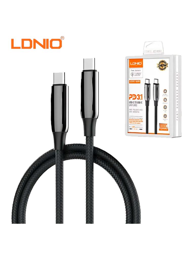 CABLE DE CARGA RAPIDA LDNIO USB-C A USB-C 240W 1M (LC921C)