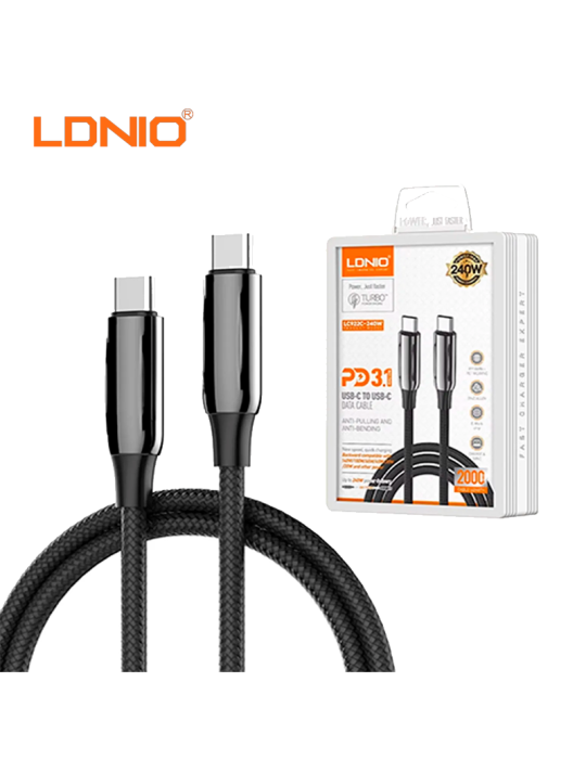 Cable Carga Rapida Ldnio USB-C A USB-C 240W 2M (LC922C)