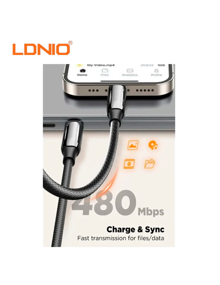 Cable Carga Rapida Ldnio USB-C A USB-C 240W 2M (LC922C)