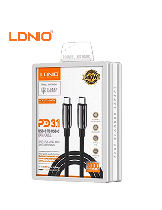 Cable Carga Rapida Ldnio USB-C A USB-C 240W 2M (LC922C)