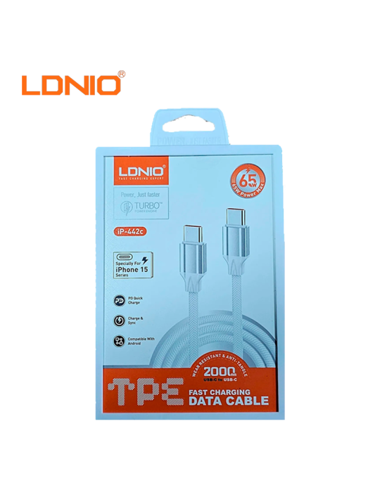 Cable Carga Rapida Ldnio USB-C A USB-C 65W 2M ( IP442C )