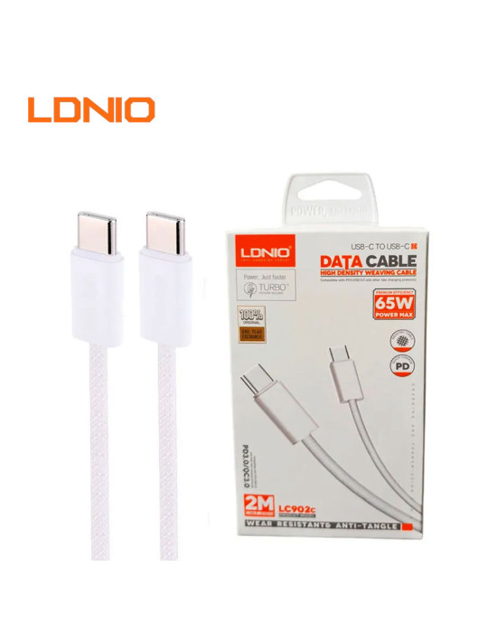 CABLE CARGA RAPIDA LDNIO USB-C A USB-C 65W 2M (LC902C)