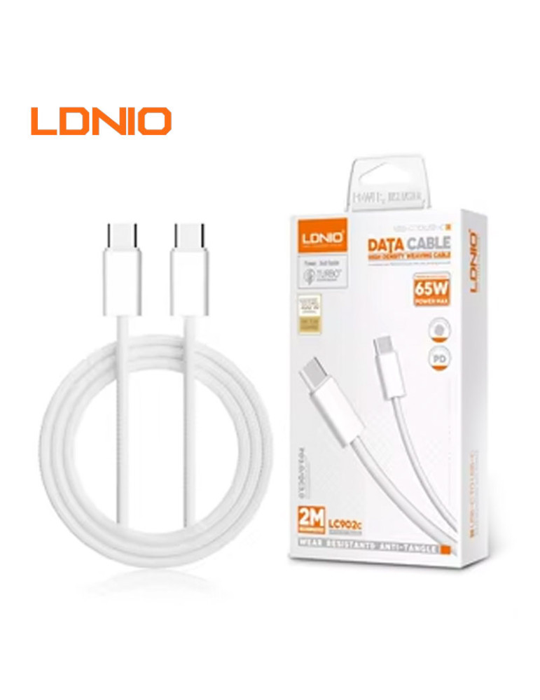 CABLE CARGA RAPIDA LDNIO USB-C A USB-C 65W 2M (LC902C)
