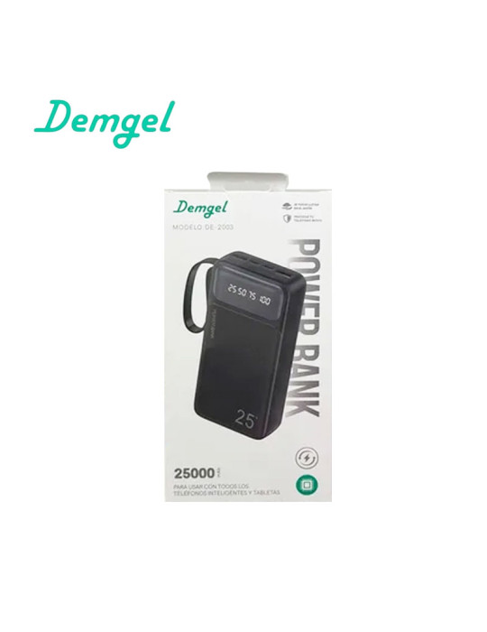 Bateria Portatil Demgel D-E2015 25000MAH 92.5W Black D-E2015