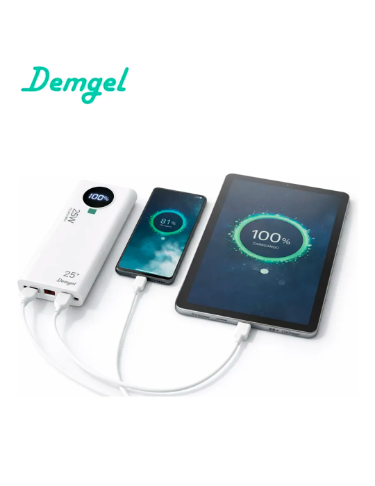 Bateria Portatil Demgel D-E2020 25000MAH 92.5W White D-E2020