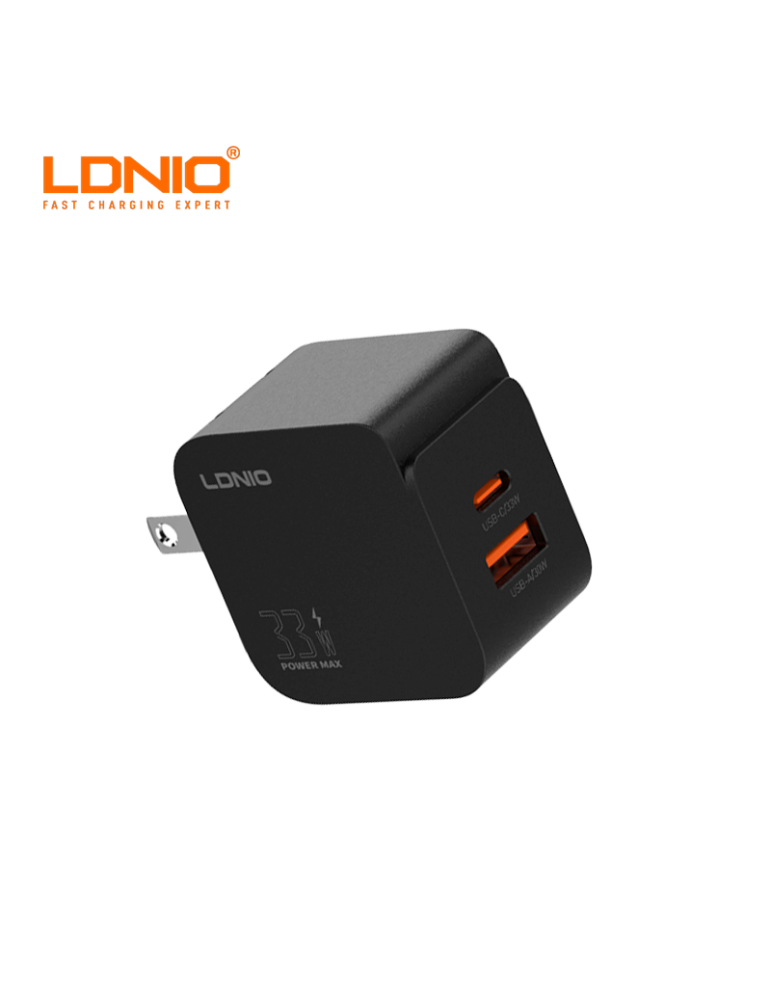 CUBO CARGADOR LDNIO CARGA RAPIDA Q2-1 USB-A A USB-C 33W BLACK (Q2-1)