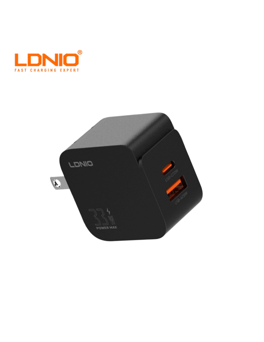 CUBO CARGADOR LDNIO CARGA RAPIDA Q2-1 USB-A A USB-C 33W BLACK (Q2-1)