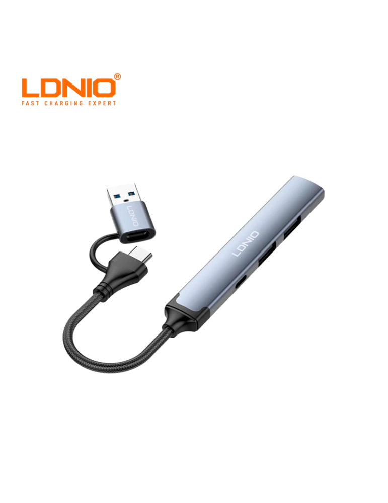 Adaptador Ldnio HUB USB-Dual A USB A 4 En 1 DS-64C