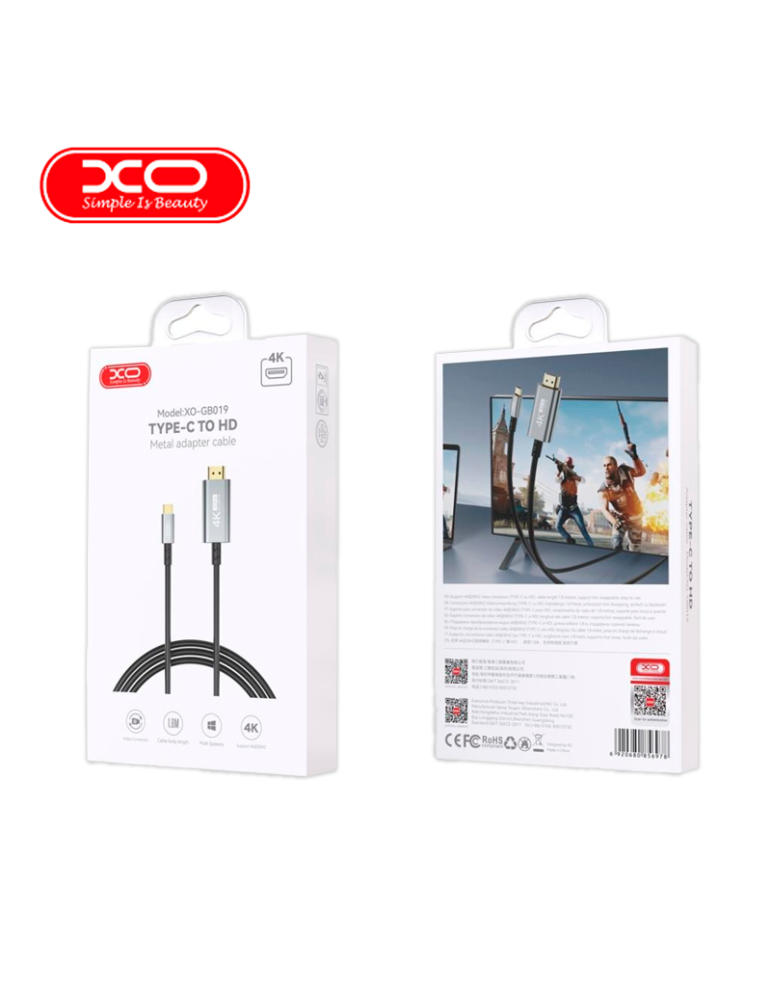 Cable XO Simple Is Beauty HDMI A Mini HDMI 1.8MT 4K (XO-GB019)