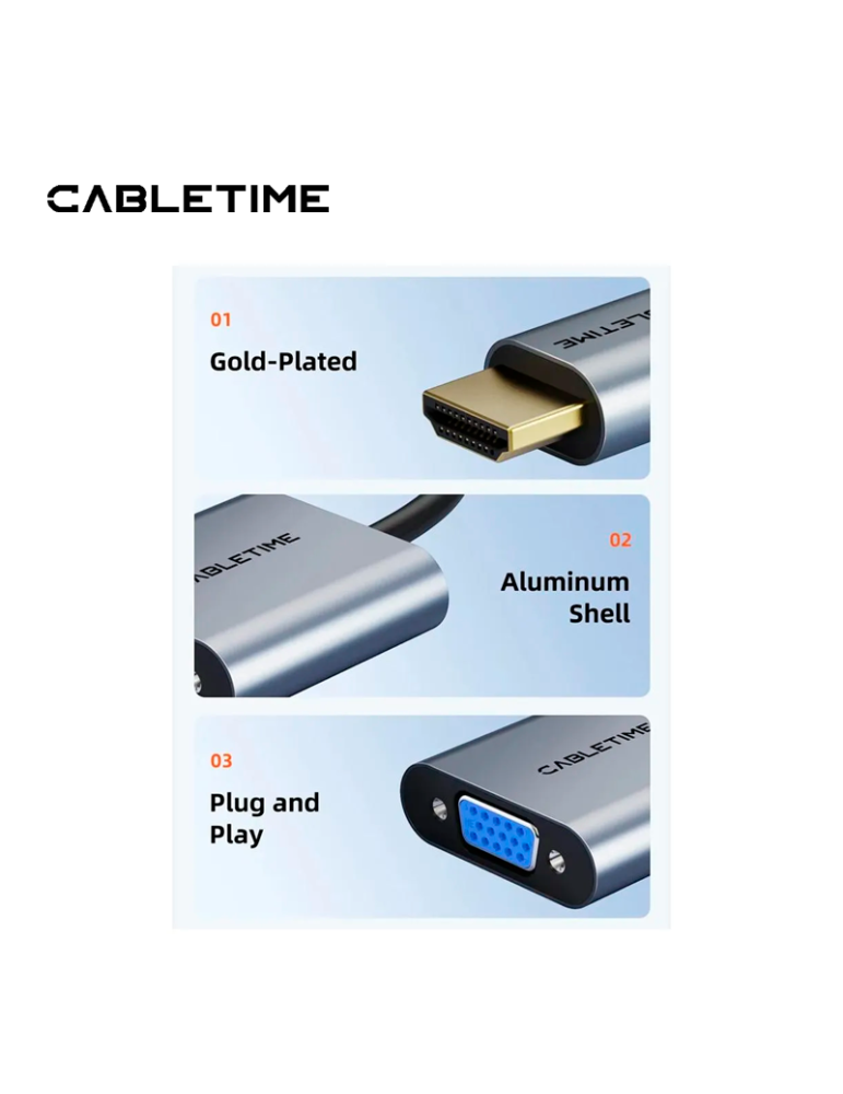Adaptador Cabletime CP53G HDMI A VGA CT-C160-PU31-HMVGA1-SO