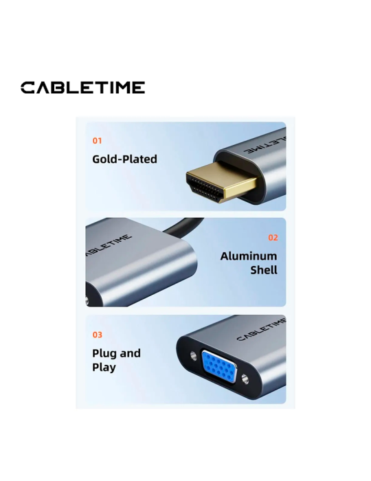 Adaptador Cabletime CP53G HDMI A VGA CT-C160-PU31-HMVGA1-SO