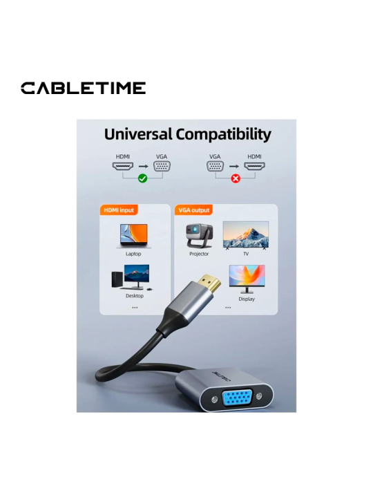 Adaptador Cabletime CP53G HDMI A VGA CT-C160-PU31-HMVGA1-SO