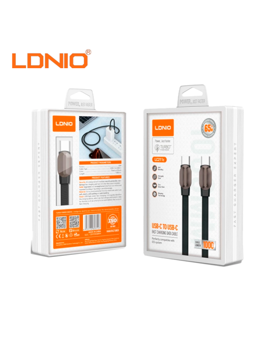 Cable Carga Rapida LDNIO USB C A USB-C 65W 1M LC211C