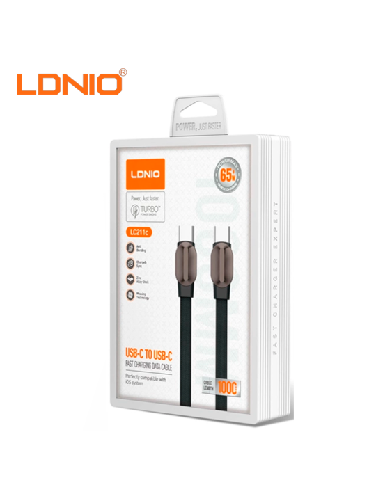 CABLE CARGA RAPIDA LDNIO USB-C A USB-C 65W 1M (LC211C)