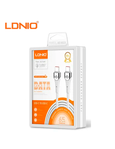 CABLE CARGA RAPIDA LDNIO USB-C A USB-C 65W 1M WHITE (LC861C)