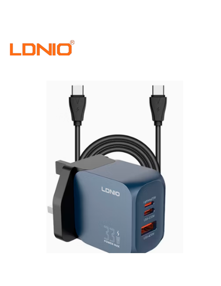 CUBO CARGADOR LDNIO CARGA RAPIDA Q3-1 USB-A A USB-C 33W BLACK (Q3-1)