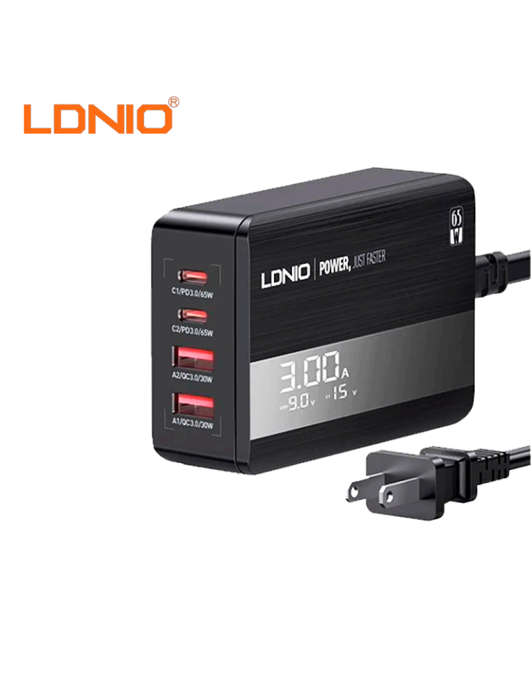 Cubo Cargador Ldnio Carga A4808Q USB-A A USB C 65W A4808Q