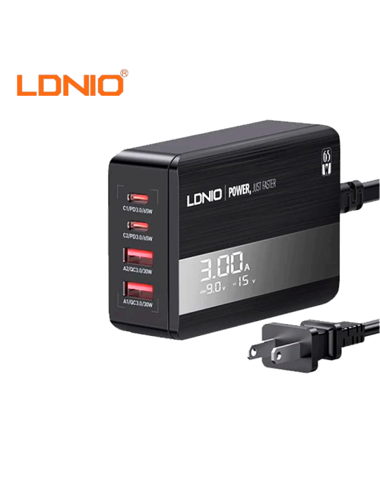 Cubo Cargador Ldnio Carga A4808Q USB-A A USB C 65W A4808Q