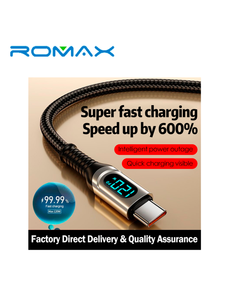 Cable Romax USB-C A USB C Max 1MT Carga Rapida TCD0680