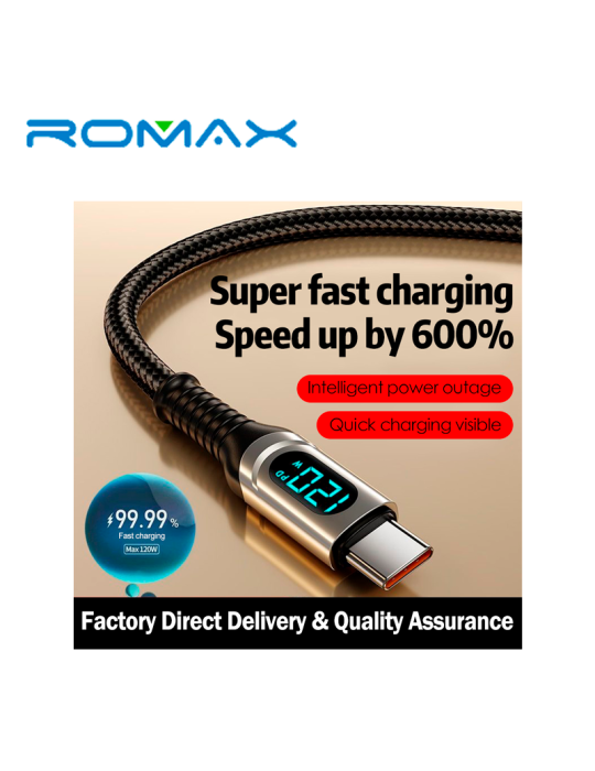 Cable Romax USB-C A USB C Max 1MT Carga Rapida TCD0680
