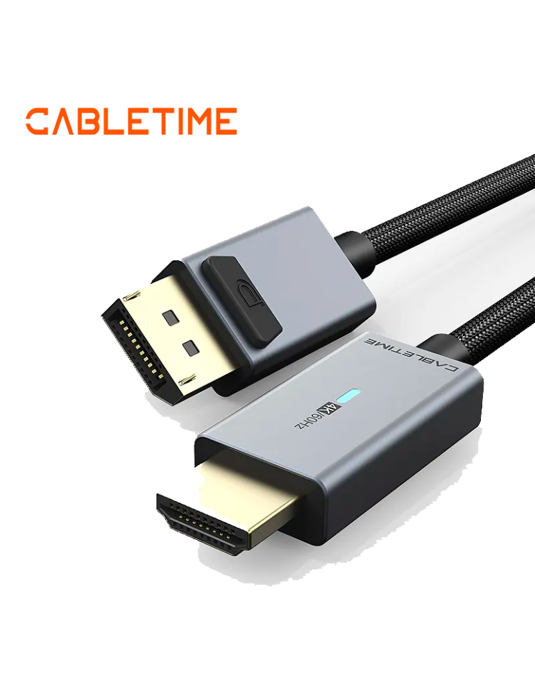 CABLE CABLETIME DP A HDMI 1.8 MTS 4K 60HZ CD30K