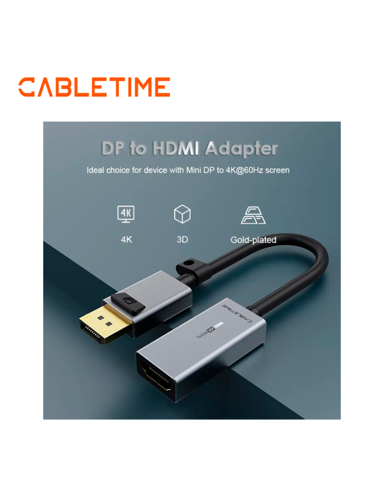 Adaptador Cabletime DP A HDMI 4K 60hz CP20A