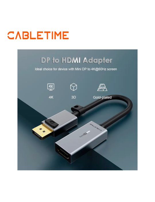 Adaptador Cabletime DP A HDMI 4K 60hz CP20A