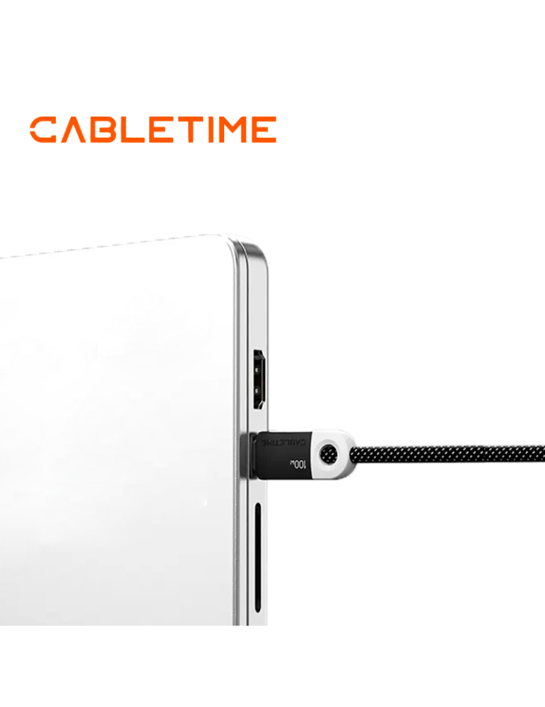 Cable Cabletime CUP1L Trenzado 2MT Black (CT-CM100-PBW2)