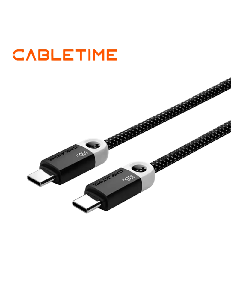 Cable Cabletime CUP1L Trenzado 2MT Black (CT-CM100-PBW2)