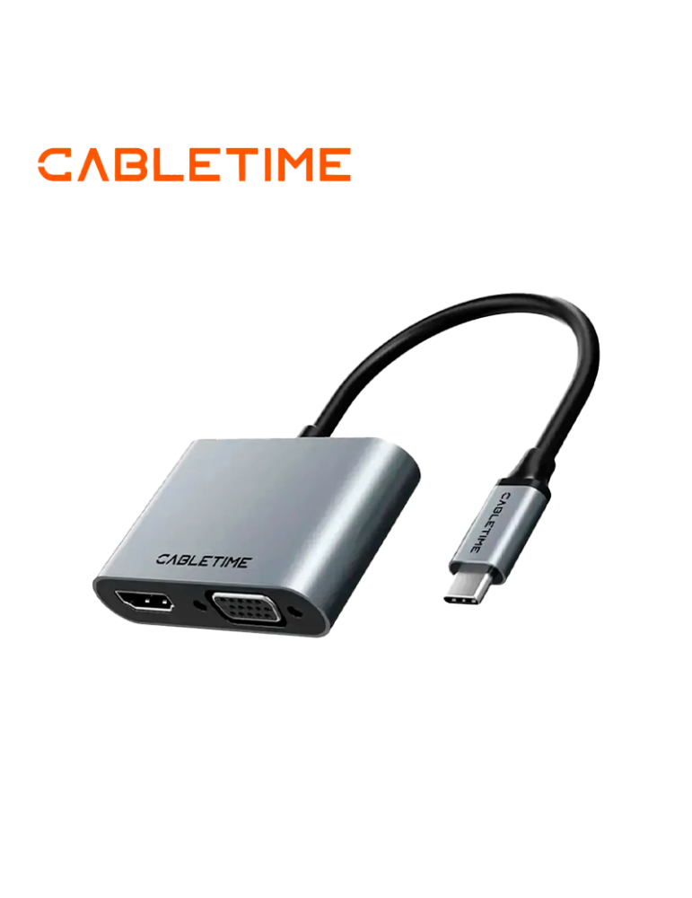 ADAPTADOR HUB 4 EN 1 CABLETIME CB41G USB C/HDMI/VGA (CT-C160-PU31)