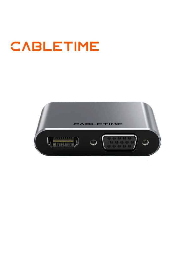 Adaptador Hub Cabletime CB41G USB C | HDMI VGA CT-C160-PU31
