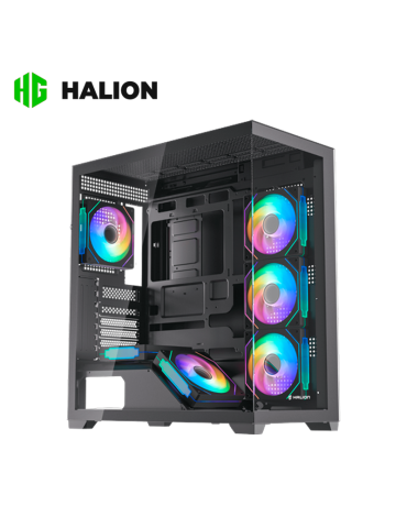 CASE HALION FISH TANK SATURNO M05 VIDRIO TEMPLADO BLACK ARGB