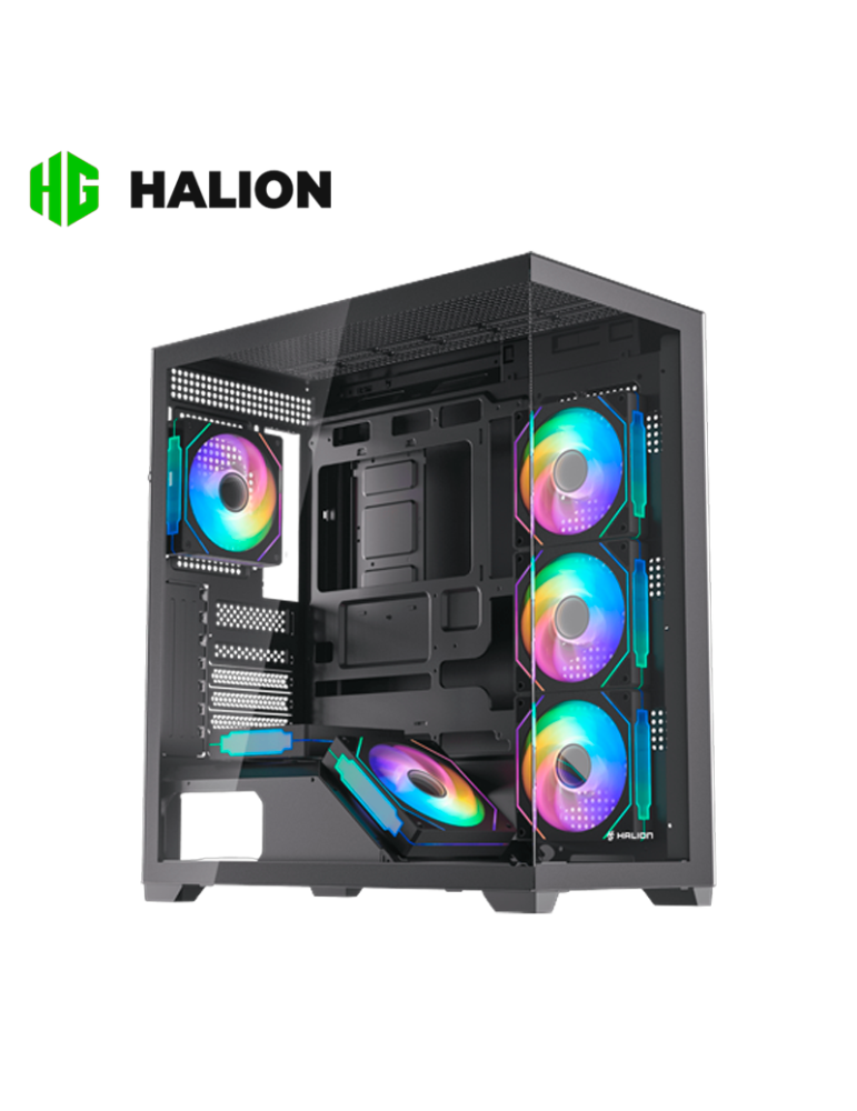 CASE HALION FISH TANK SATURNO M05 VIDRIO TEMPLADO BLACK ARGB